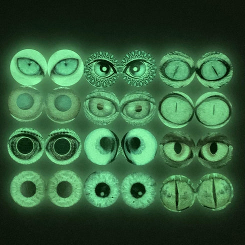 10 Pairs Glow in the Dark Glass Animal Eyes 25mm Round Dome Glass Cabochons Flatback for DIY Craft Clay Eyes...