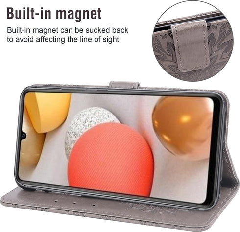 Phone Case for Samsung Galaxy A42 5G Wallet Cases with Tempered Glass Screen Protector Sunflower Leather Slim Flip Cover Card Holder Stand Cell Ac...