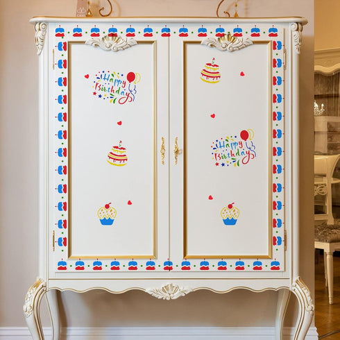 FINGERINSPIRE Happy Birthday Painting Stencil 8.3x11.7inch Number 0-9 Birthday Themed Drawing Template DIY Craft Plastic Hollow Out Stencils for P...