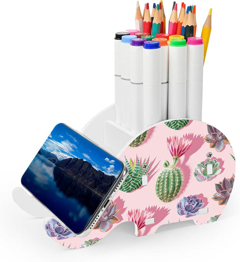 Cactus Elephant Pen Holder Cellphone Holder Pencil Holder Desk Organizer Cell Phone Stand Makeup Storage Stationery Box Desktop Decor Gifts For Ad...