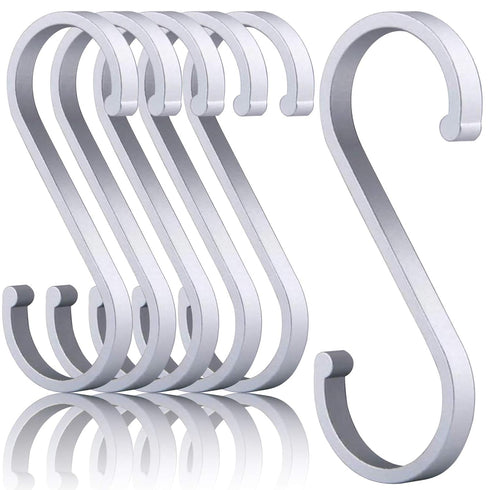 Aluminum S Hooks, Versatility S-Hooks Coffee Cup Hooks for Hanging Coffee Mugs, Kitchen Pot and Pans, Grill Utensils, Plants, 12 Pack Matte Finish...