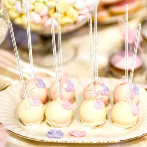 100 Pieces Disposible Plastic Round Top Crystal Swizzle Sticks (Silver)...