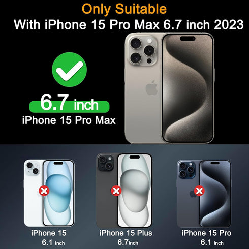Milomdoi 3 Pack Screen Protector for Apple iPhone 15 Pro Max with 3 Pack Tempered Glass Camera Lens Protector, Ultra 9H Accessories, Case Friendly...