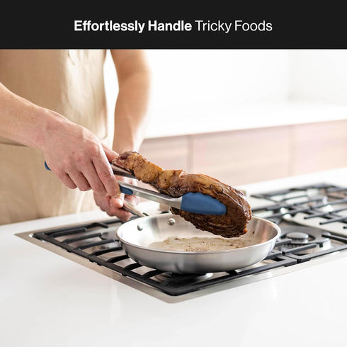 Misen Precision Silicone-Tipped Kitchen Tongs - Heavy Duty, Nonstick, Heat Resistant - Grilling Tool with Scallop-Edged Silicone - Dishwasher Safe...