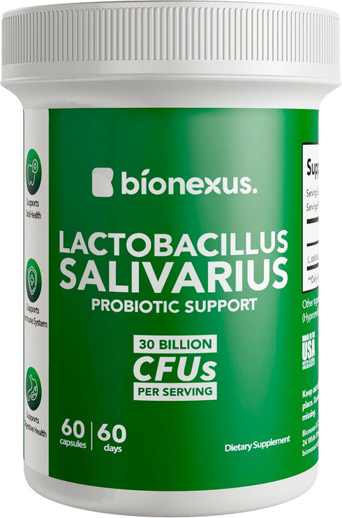 Bionexus™ Lactobacillus Salivarius Dietary Supplement – 60-Count, 30 Billlion CFU Oral Probiotics Support, Oral and Digestive Wellbeing, Immune Bo...