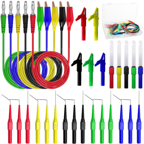 31PCS Back Probe Kit, Banana Plug to Copper Alligator Clip Automotive Test Leads Set, Insulation Wire Piercing Probes, Test Wires for Car Repairin...