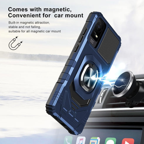 for TCL ION X Case,TCL ION V Phone Case with Tempered Glass Screen Protector,Military Grade Heavy Duty Shockproof Protective Cover,with Ring Kicks...