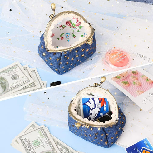 iSuperb Coin Purse Coin Bag Star Pouch Kiss-Lock Change Purse Small Wallets Coin Pouch for Women (Navy blue)...