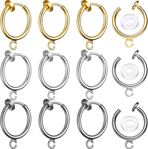 30 Sets Clip-on Earring Converters Non-Pierced Earring Components Findings Dangle Ear Clips with Easy Open Loop and Silicone Pads for Daily Access...