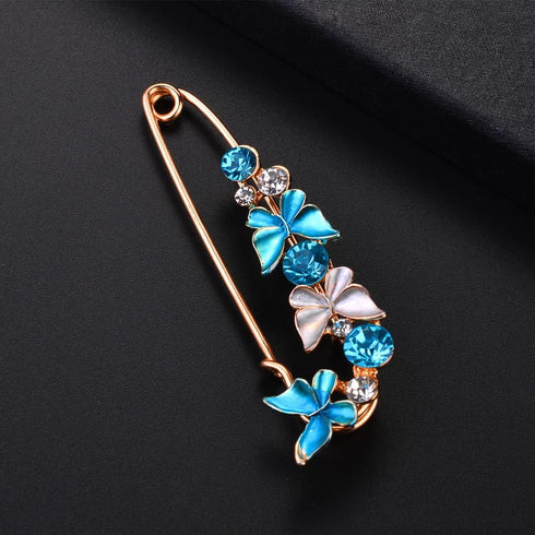 Butterfly Flower Crystal Brooch Pins Sweater Shawl Brooch Anti Exposure Neckline Safety Pin Pink Tulip Pins Rhinestone Enamel Brooch Pins for Wome...