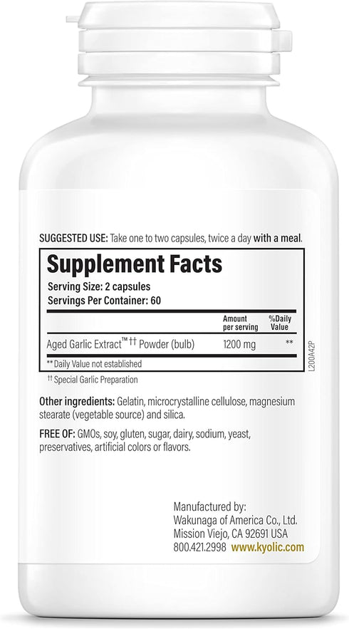 Kyolic Aged Garlic Extract Formula 200, Cardiovascular & Immune, Reserve 120 Capsules (Packaging May Vary)...
