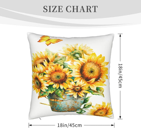 VARUN Sunflowers Pillowcases Yellow Flowers Golden Butterfly in a Rusty Iron Bucket Pillow Case Decorative Throw Pillow Cover for Home Sofa Office...