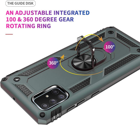 Samsung A71 5G Case, Military Grade Heavy Duty Protection Phone Case Cover with HD Screen Protector Magnetic Ring Kickstand for Samsung Galaxy A71...