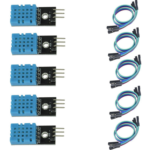 HiLetgo 5pcs DHT11 Temperature Humidity Sensor Module Digital Temperature Humidity Sensor 3.3V-5V Humidity Measure Range 20%-95% Temperature Measure Range 0-50? Celsius with Dupont Wires