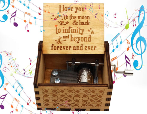Wooden Music Box, I Love You to The Moon Music Boxes, Gifts for Husband, Wife, Lover, Kids, Gift for Christmas, Birthday, Anniversary, Wedding - M...