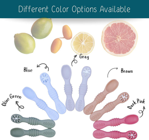 Silicone Baby Spoon & Pre-Spoon Self Feeding - First Stage Infant Feeding Spoons - Bendable Baby Utensils for Parent & Self-Feeding, Teething Frie...