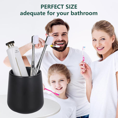BosilunLife Bathroom Toothbrush Holder - Ceramic Toothbrush Cup Holder 13oz Black Toothbrush Holder for Bathroom Toothbrush and Toothpaste Holder ...