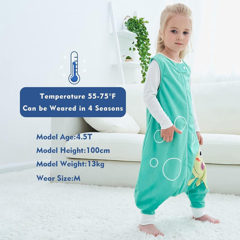MICHLEY Toddler Sleeping Sack with Feet Newborn Infant Sleeveless Sleeping Bag 2-way Zipper Baby Wearable Blanket for Walkers,Green Octopus,5-6T...