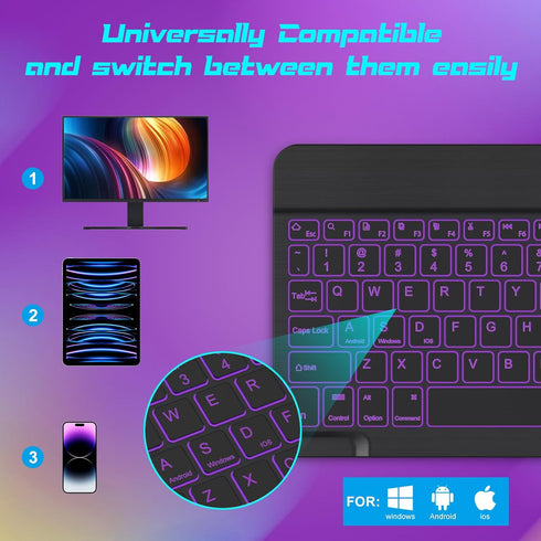 DTTO Bluetooth Keyboard, Wireless Rechargeable Keyboard for Android Tablet Cell Phone Smartphone iPad Pro Air Mini iPhone Windows Surface, Black.....