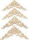 Wood Carved Applique,4 Pack Decorative Wood Trim, 3.15x3.15inch, Wood Appliques and Furniture Decorative Onlay for Furniture Decor Decal Unpainted...