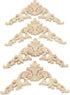 Wood Carved Applique,4 Pack Decorative Wood Trim, 3.15x3.15inch, Wood Appliques and Furniture Decorative Onlay for Furniture Decor Decal Unpainted...