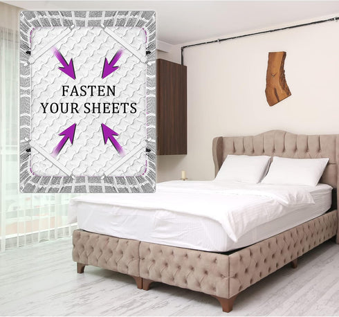 WishLotus Bed Sheet Clips, 4Pcs Elastic Black&White Adjustable Sheet Suspenders Heavy Duty Sheet Holder Straps for Fitted Sheets, Sofa Covers, Cou...