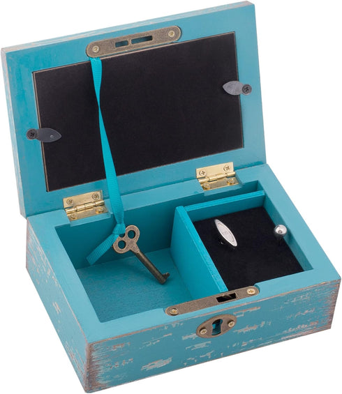 Cottage Garden Lord Bless and Keep You Petite Locket Distressed Teal Music Box Plays How Great Thou Art...