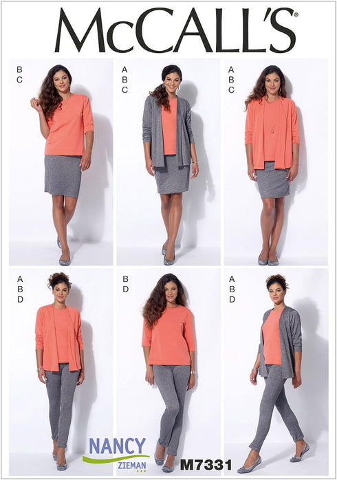 McCall's Patterns M7331 Misses' Jacket, T-Shirt, Pencil Skirt and Leggings, Size A5 (6-8-10-12-14)...