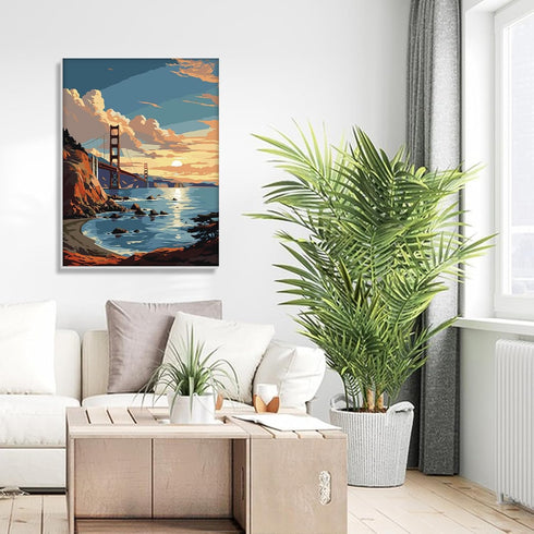 Paint by Numbers kit for Adults Framed, Bridge DIY Oil Painting for Gift Acrylic Adult Paint by Number Kits, Landscape Pictures Drawing Paintwork ...