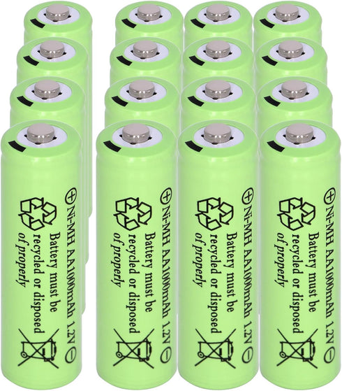 16 Packs Solar Lights Batteries AA1000mah 1.2V Ni-MH Rechargeable Double A Battery for Outdoor Solar Lights, String Lights, Pathway Lights...