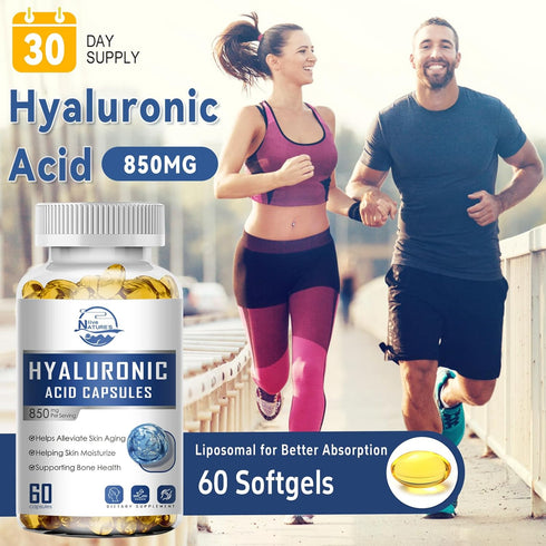 Nature's live Hyaluronic Acid Supplements, 850mg High Bioavailable Dietary Hyaluronic Acid Capsules, Double Strength Skin Hydration, Joint Lubrica...