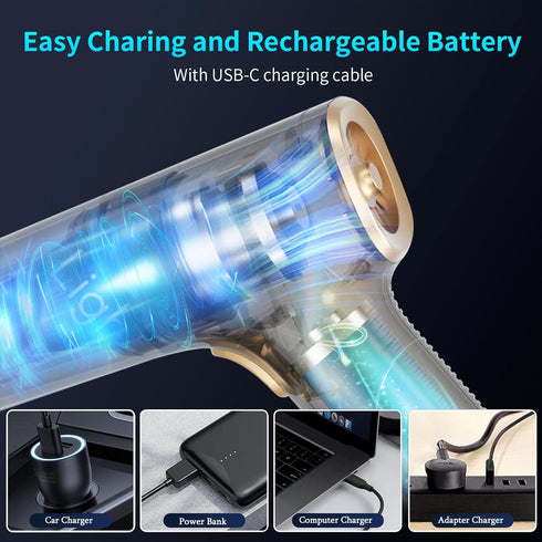 Handheld Cordless Car Vacuum Cleaner for Crevice Cleaning, 2 in 1 Dust Buster & Air Blower, 6000PA Portable Mini Hand Held Rechargeable Vacuum Cle...