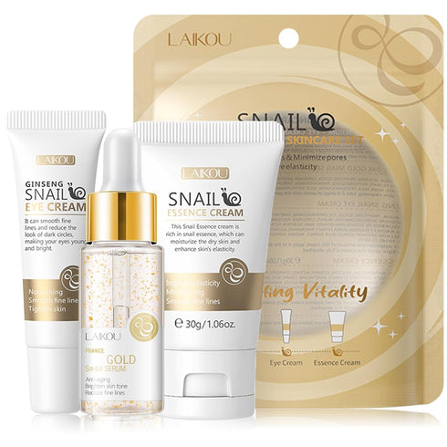 Snail Mucin Travel Skincare Set, 3 In 1 Travel Size Skin Care Set, Skin Care Sets & Kits: Gold Snail Serum, Eye Cream, Moisturizer, Travel Size Sk...
