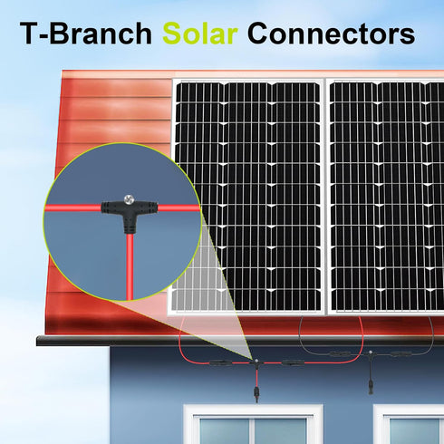 Solar Panel Parallel Connectors 10AWG, Tool-free Solar Wire Connectors, Solar Branch Connector,Solar Panel Adapter,Solar Panel Y Connector,IP68 Wa...
