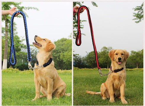 Dog Collar and Leash Set with Heavy Duty Dog Leash, Heavy Duty Rope Braided Dog Training Leash Strong Dog Leash, Durable Nylon Dog Training Leash ...