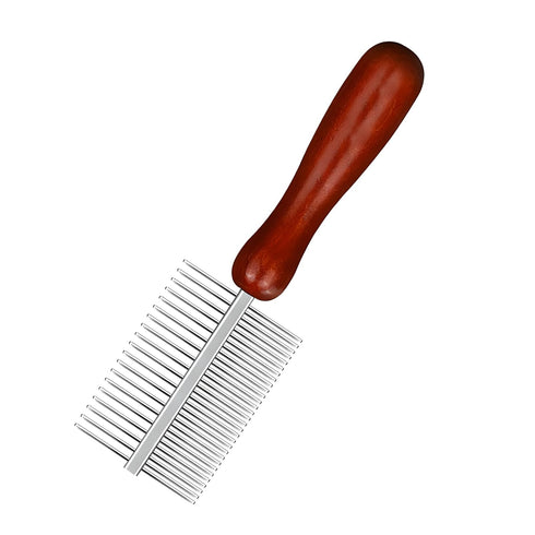 Cat&Dog Flea Comb,Premium Double-Sided Pet Grooming Comb with Ergonomic Wooden Handle-Durable Stainless Steel Flea Comb for Cats and Dogs,Perfectl...