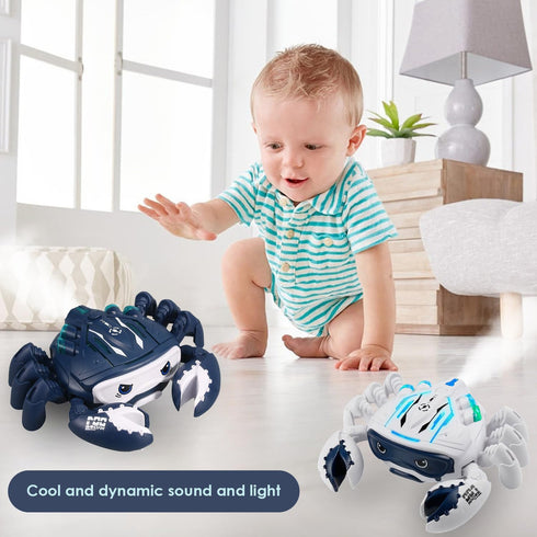 Crawling Crab Toys with Light Up and Mist, Interactive Musical Toy with Automatically Avoid Obstacles, Fun Moving Toy for Babies, Toddlers and Kid...