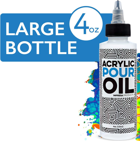 IMPRESA Acrylic Pouring Oil - 100% Silicone - Ideal Silicone Lubricant for Art Applications - Large 4 Ounces (Includes Pipette) - Made in The USA...