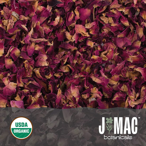 J MAC BOTANICALS, Organic Rose Petals (4 oz) culinary grade dry rose petals, edible rose petals for herbal tea, cooking and crafts, rose petals fo...
