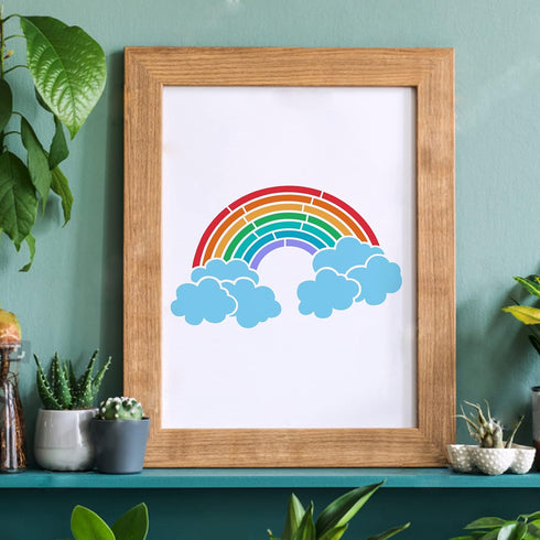 FINGERINSPIRE Rainbow Stencil Template 12"x8"/30x21cm Rectangle Rainbow Cloud Painting Stencil Reusable DIY Art Stencil for Walls and Crafts (Plas...