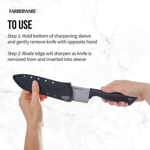 Farberware Edgekeeper 5-Inch Santoku Knife with Self-Sharpening Blade Cover, High Carbon-Stainless Steel Kitchen Knife with Ergonomic Handle, Razo...