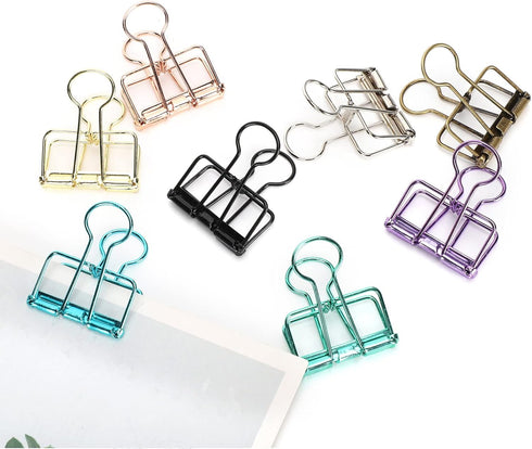 16pcs Wire Binder Clips, Medium Colorful Paper Clamps Metal Wire Binder Clips Hollow Out Paper Organizer Wire Clips for Photo Picture Postcard Art...