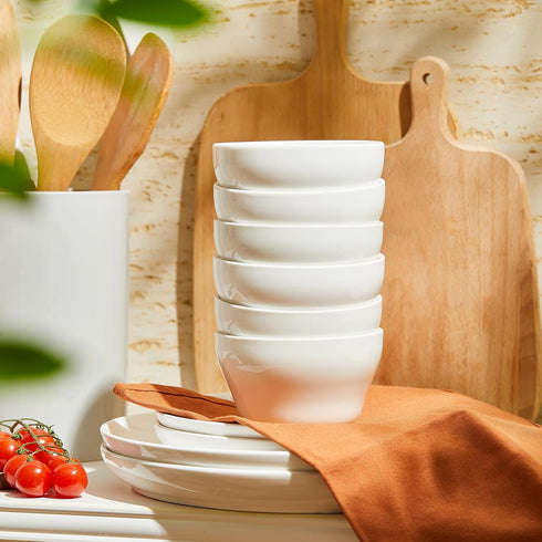 Sweese Porcelain Bouillon Cups, 8 Ounce Small Dessert Bowls, Soup Dipping Sauce Bowls Set of 6, Microwave and Dishwasher Safe, White....