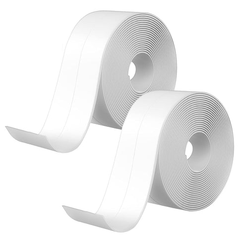 2 Pack Caulk Tape Sealant Strip, PVC Self Adhesive Tub Caulk Strip Tape, Sealant Tape, Used for Toilet Bowl Bathroom Bathtub Kitchen Floor Wall Ed...