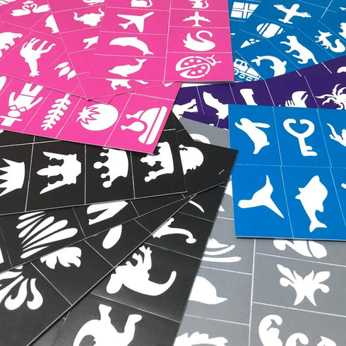 Face Painting Stencils for Kids, 200 Pieces Professional Reusable Body Paint Stencils Temporary Tattoos for Girls Boys Parties Sleepovers Birthday...