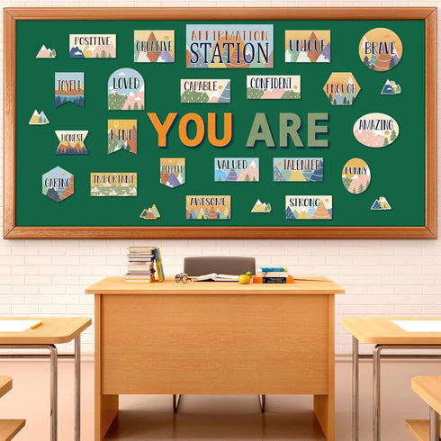 Let The Adventure Begin Affirmation Station Bulletin Board Set Travel Bulletin Boards Mountain Mental Health Posters Positive Affirmations Accents...