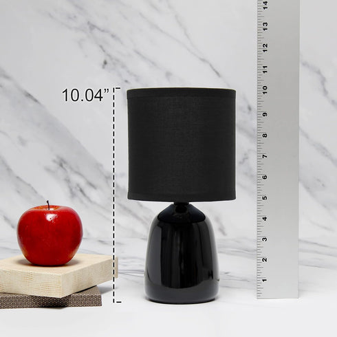 Simple Designs LT1134-BLK 10.04" Tall Traditional Ceramic Thimble Base Bedside Table Desk Lamp w Matching Fabric Shade for Home Decor, Nightstand,...