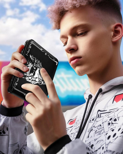 Bistup Boys Wallet Cute Leather Bifold Wallet for Men Women Cartoon Anime Cool Design Credit Card Cash Id Holder Rfid Blocking Black White Girl Bi...