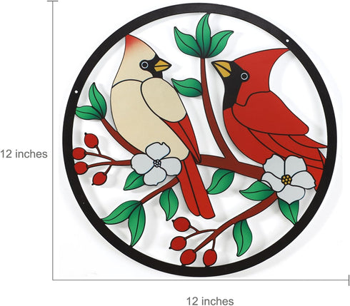 Scwhousi Metal Red Bird Wall Decor,Outdoor Patio Fence Wall Art,Cardinals Hanging Decorations for Living Room Bedroom Chritsmas Thanksgiving...