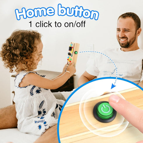 POLKRANE Toddler Montessori Travel Toys - Wooden Busy Board with LED Light,Switch Toy for Baby Sensory Play, Educational & Learning Toys for Kids ...